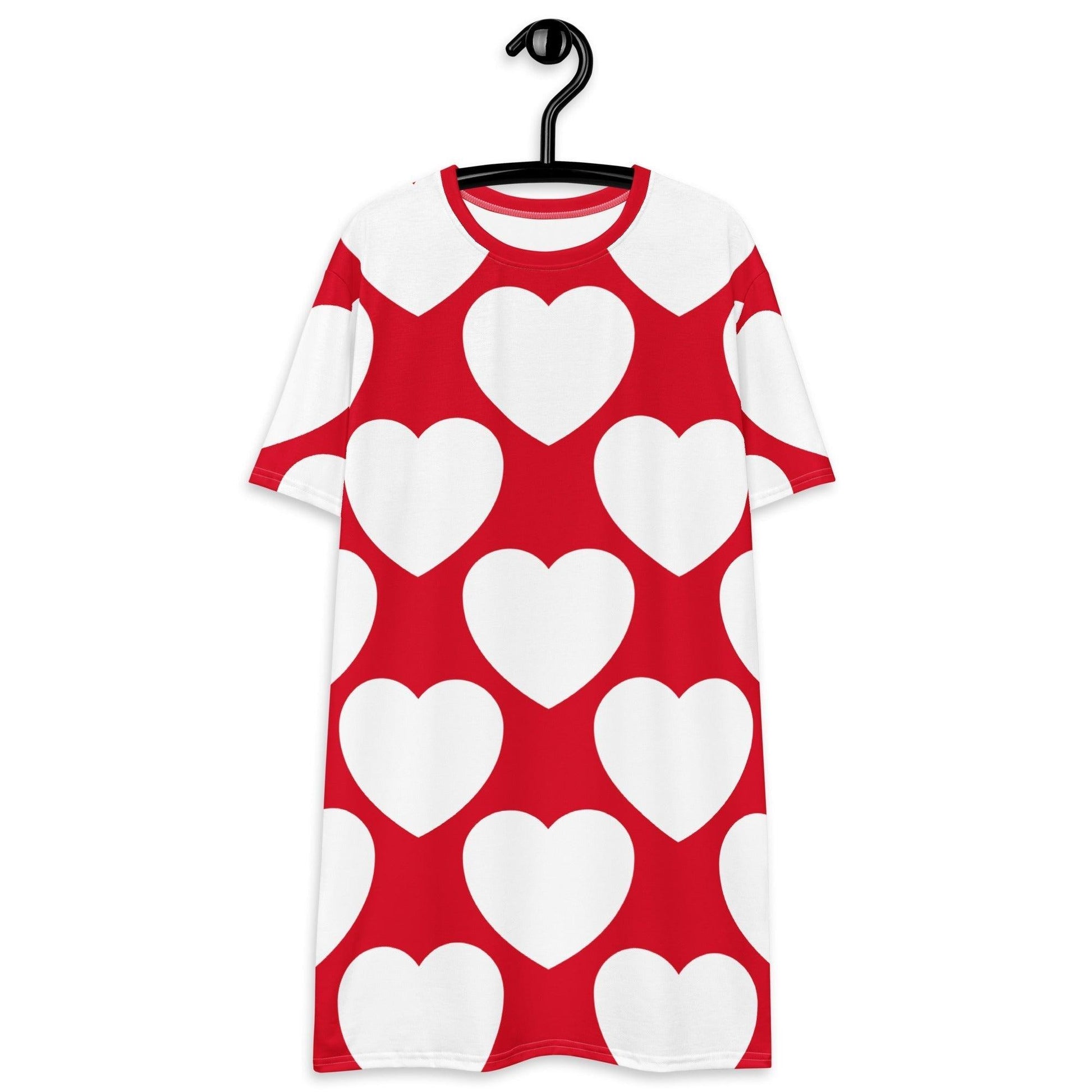 T-shirt dress - ELLIE LOVE red white - Bold heart print 6XL