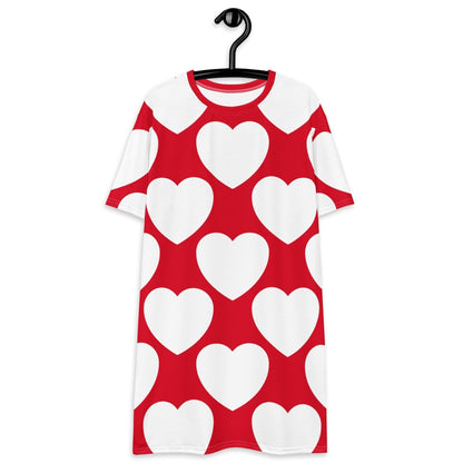 T-shirt dress - ELLIE LOVE red white - Bold heart print 6XL