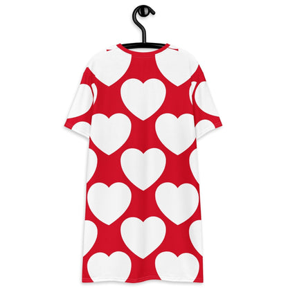 T-shirt dress - ELLIE LOVE red white - Bold heart print