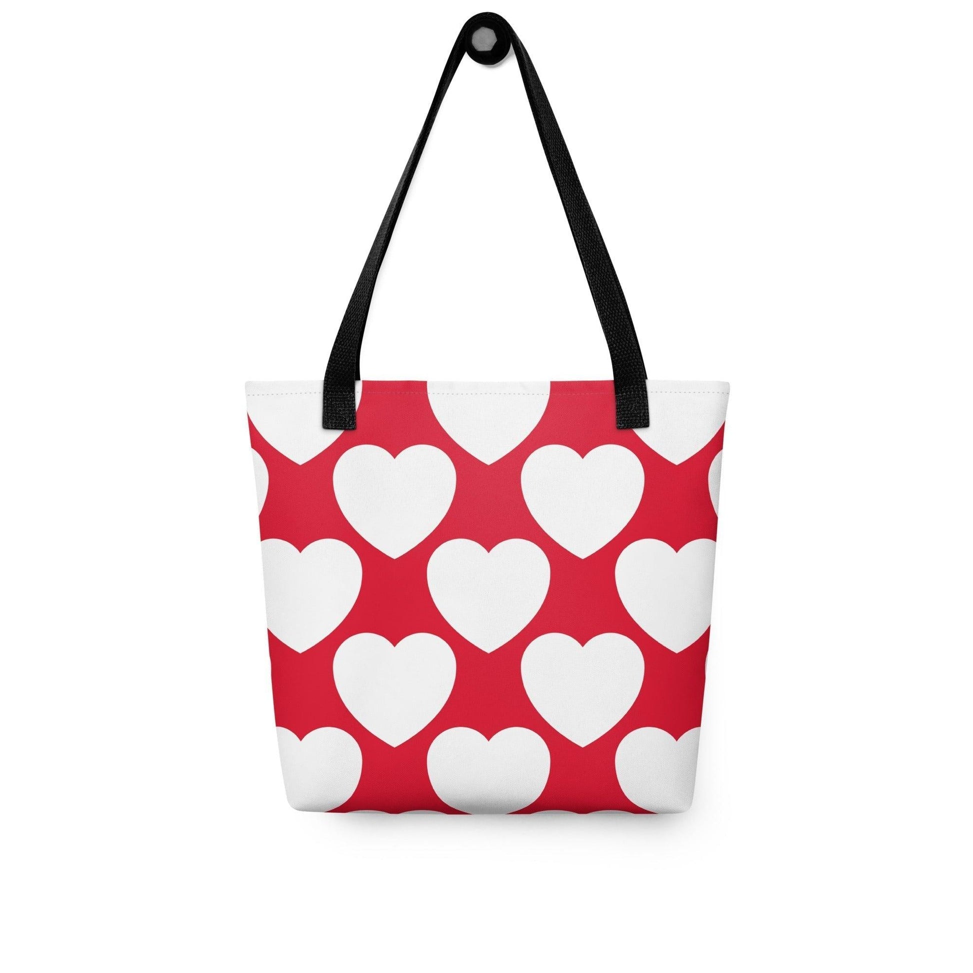 Tote Bag - ELLIE LOVE red white - Bold Heart Print