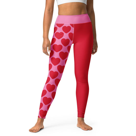 Yoga Leggings - ELLIE LOVE red - Bold Heart Print