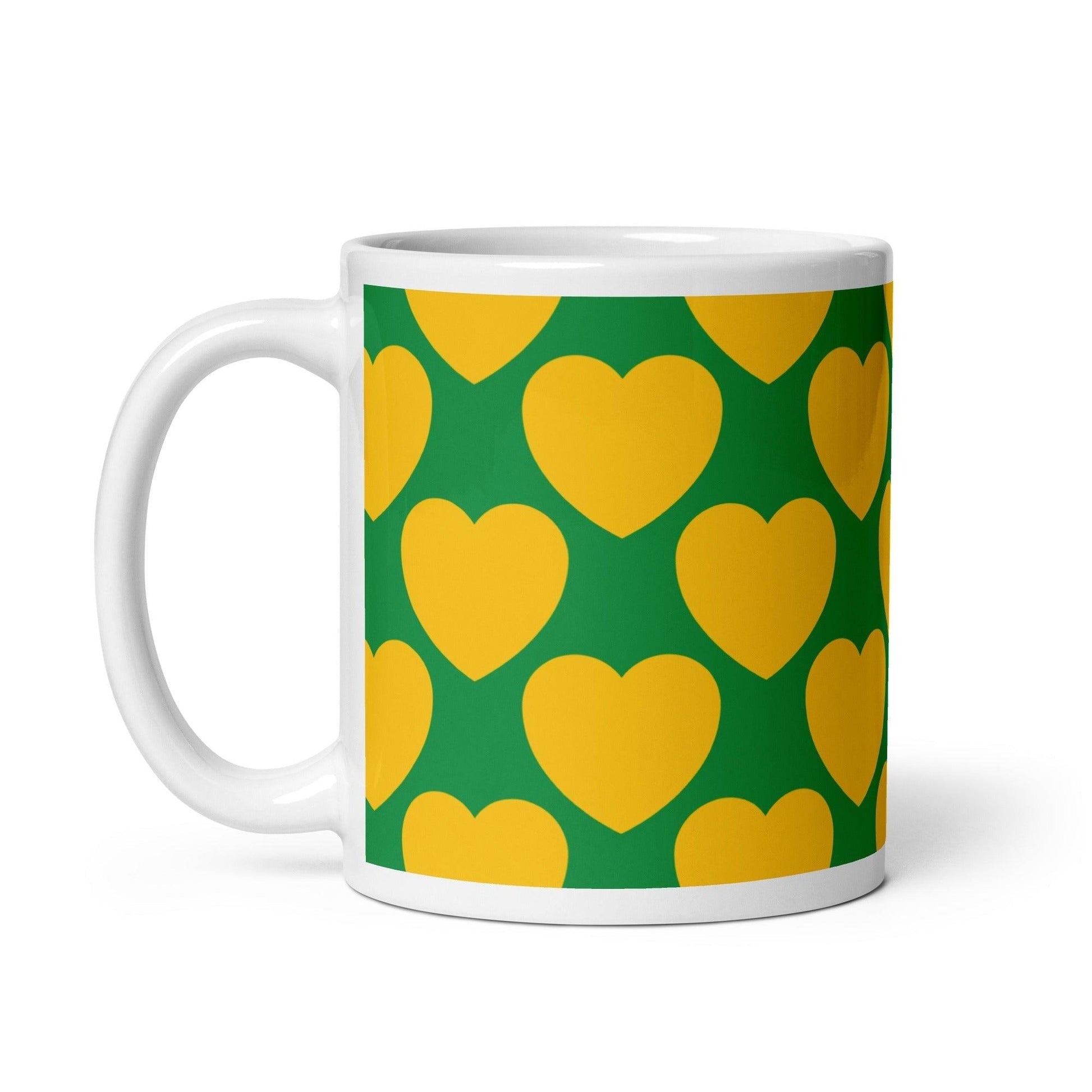 Mug - ELLIE LOVE yellow green - Bold heart print