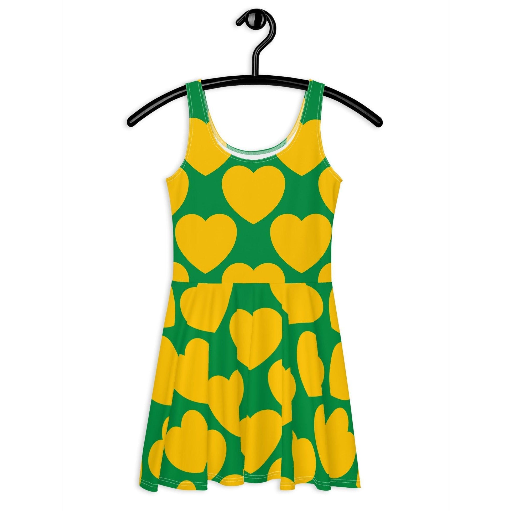 Skater dress - ELLIE LOVE yellow green - Bold heart print 3XL