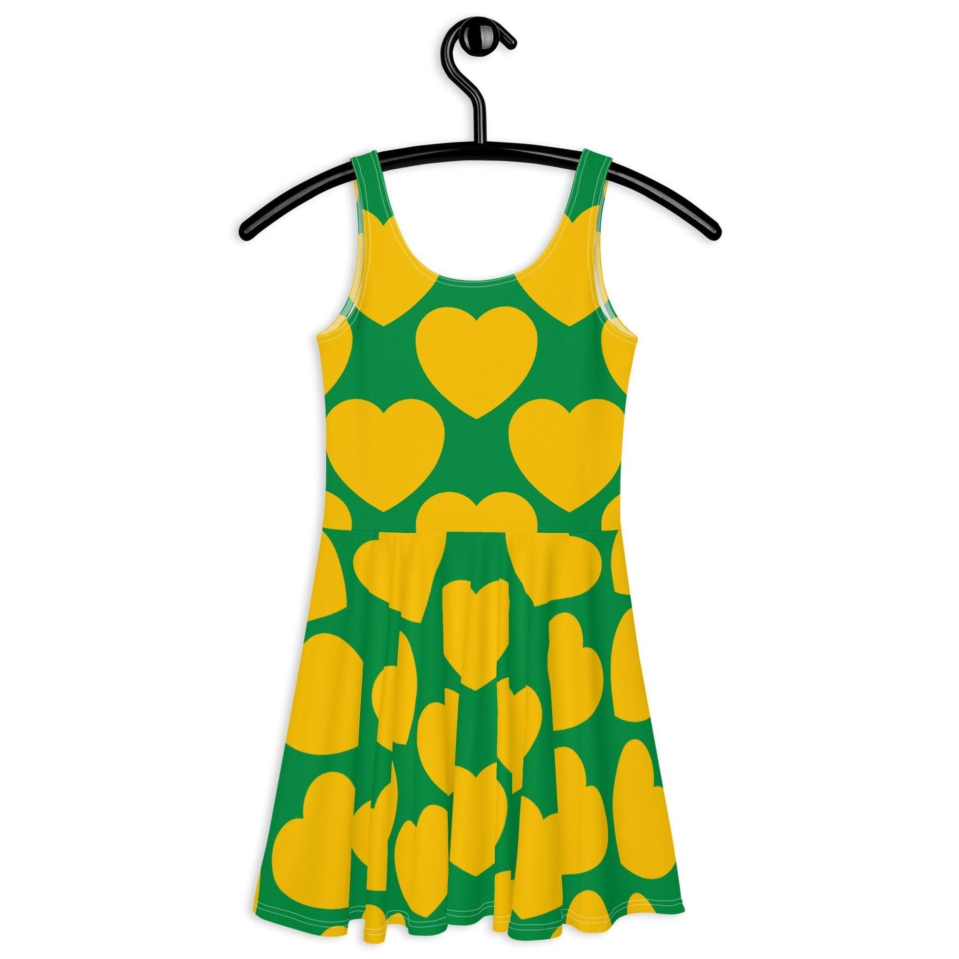 Skater dress - ELLIE LOVE yellow green - Bold heart print