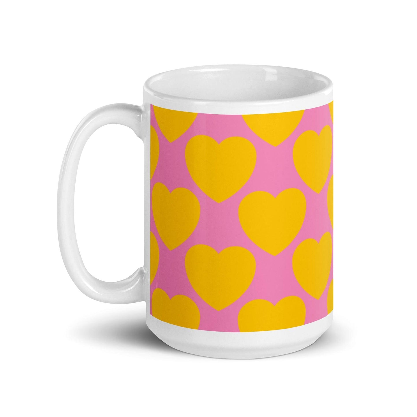 Mug - ELLIE LOVE yellow pink - Bold heart print