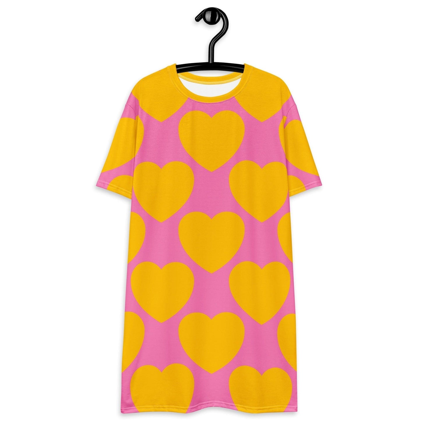 T-shirt dress - ELLIE LOVE yellow pink - Bold heart print 6XL