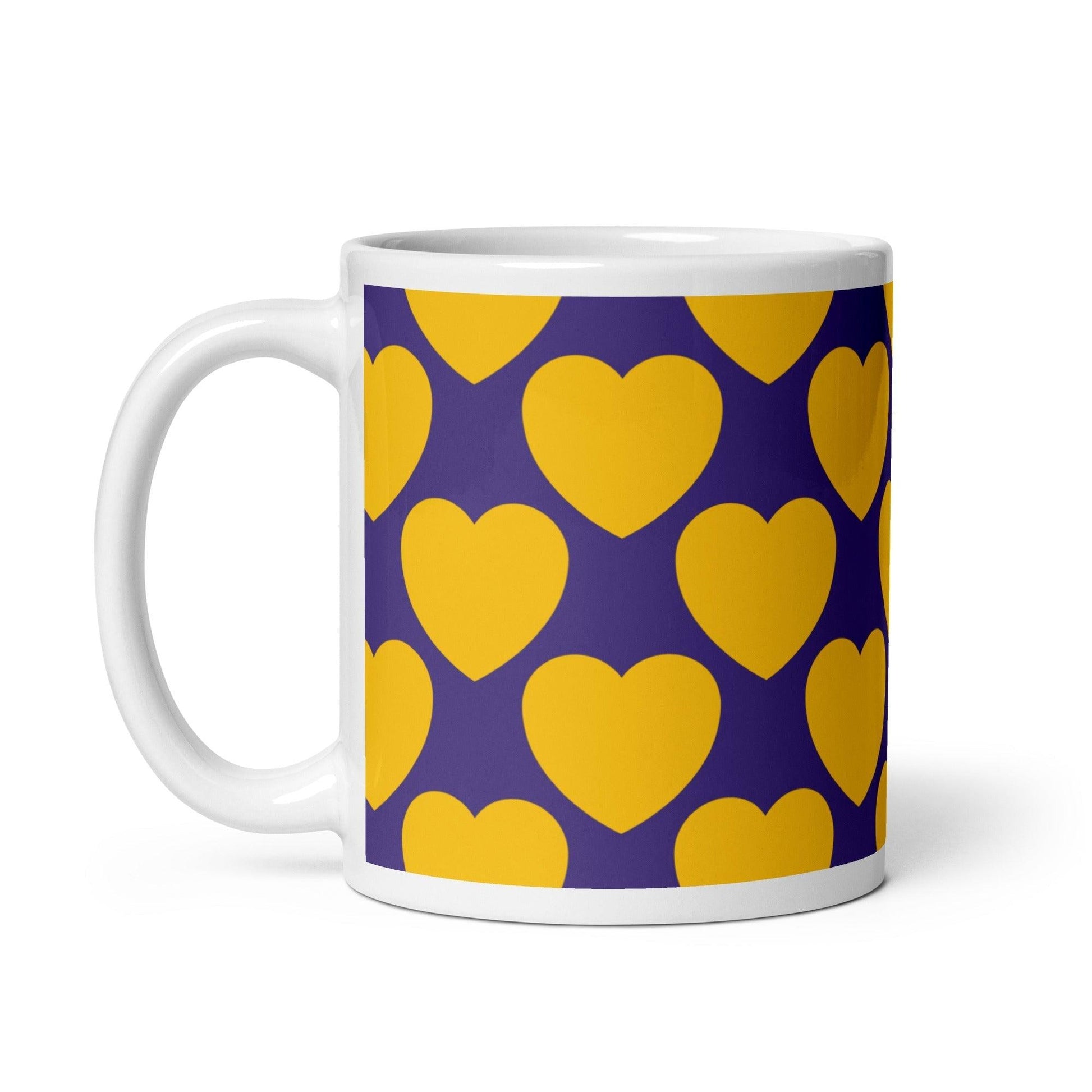 Mug - ELLIE LOVE yellow purple - Bold heart print