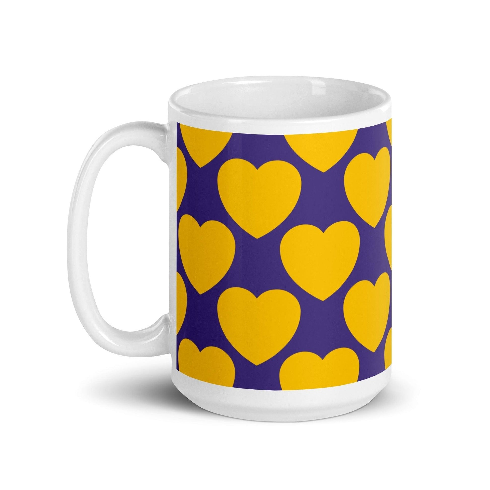 Mug - ELLIE LOVE yellow purple - Bold heart print