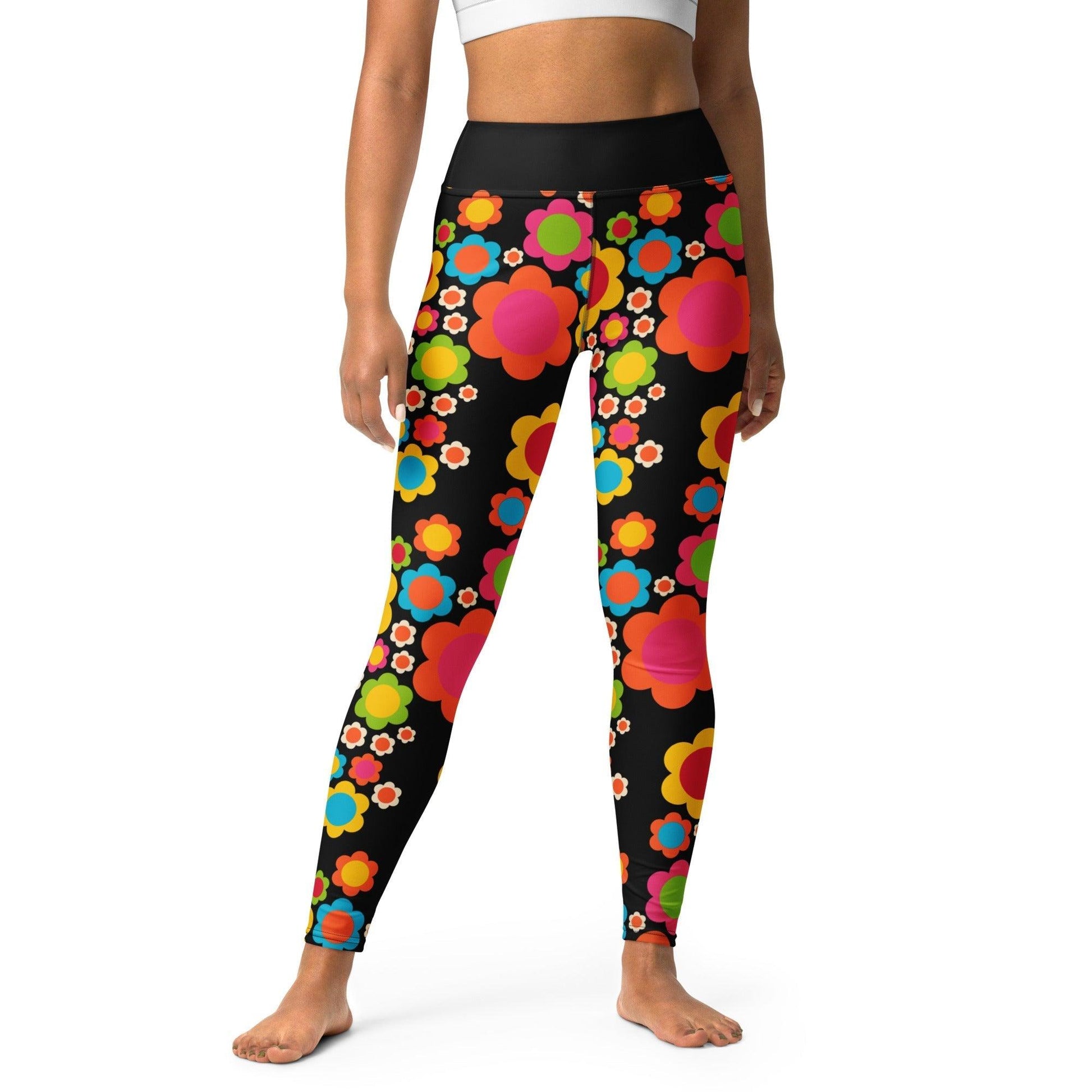 Yoga leggings -2- ELLIE MIX - Colorful flower mix print XL