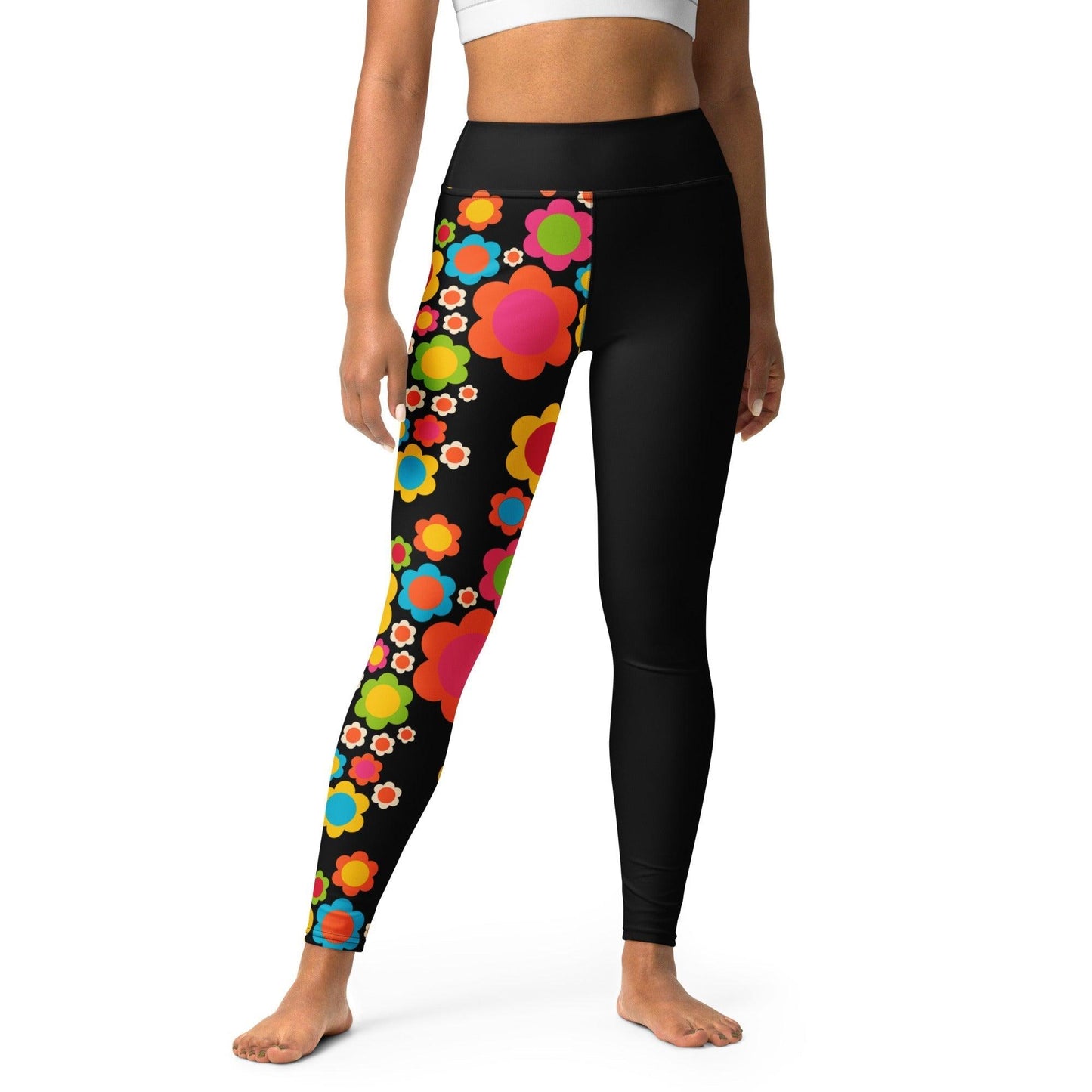Yoga leggings - ELLIE MIX - Colorful flower mix print XL