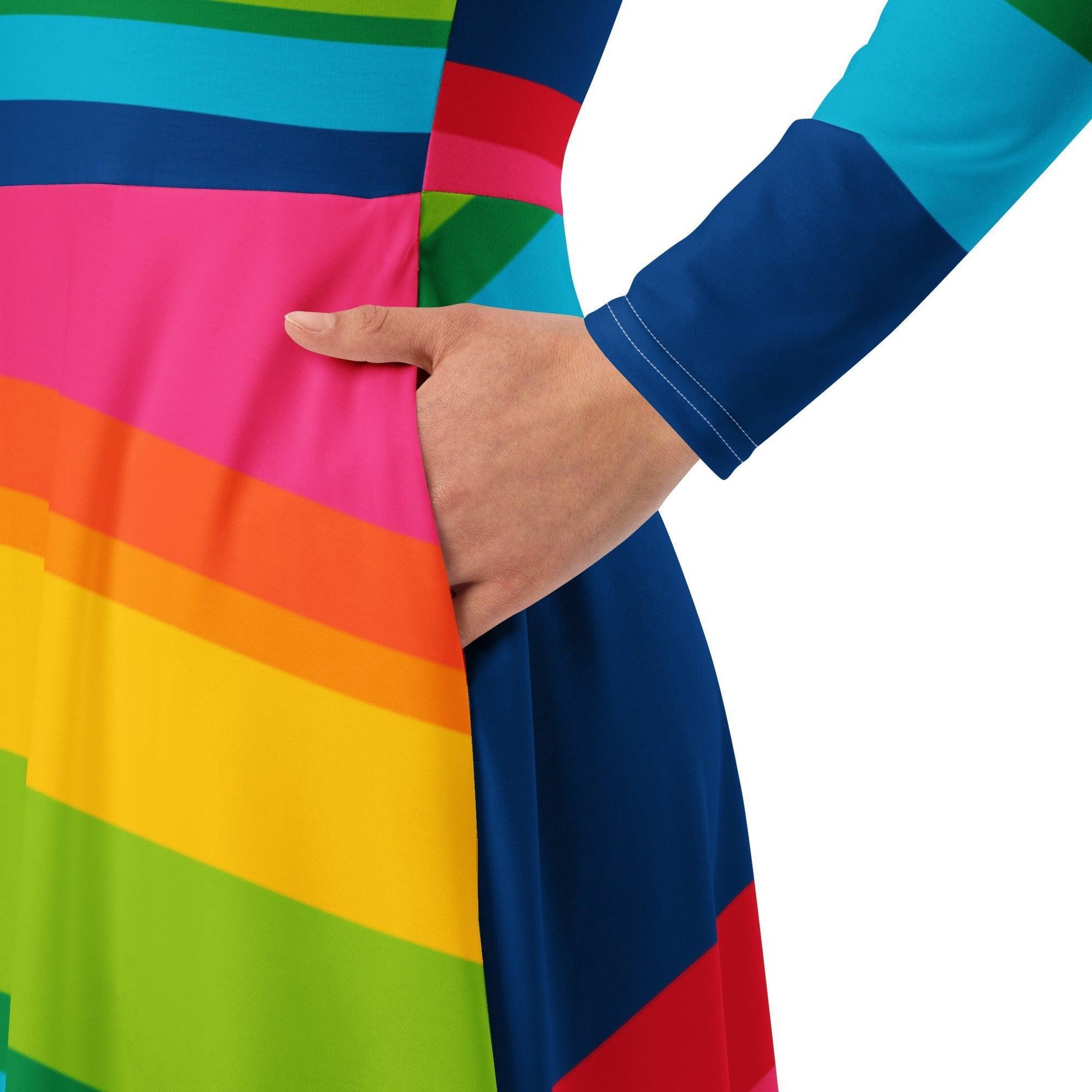 Midi dress - ELLIE rainbow stripe - Rainbow stripe print