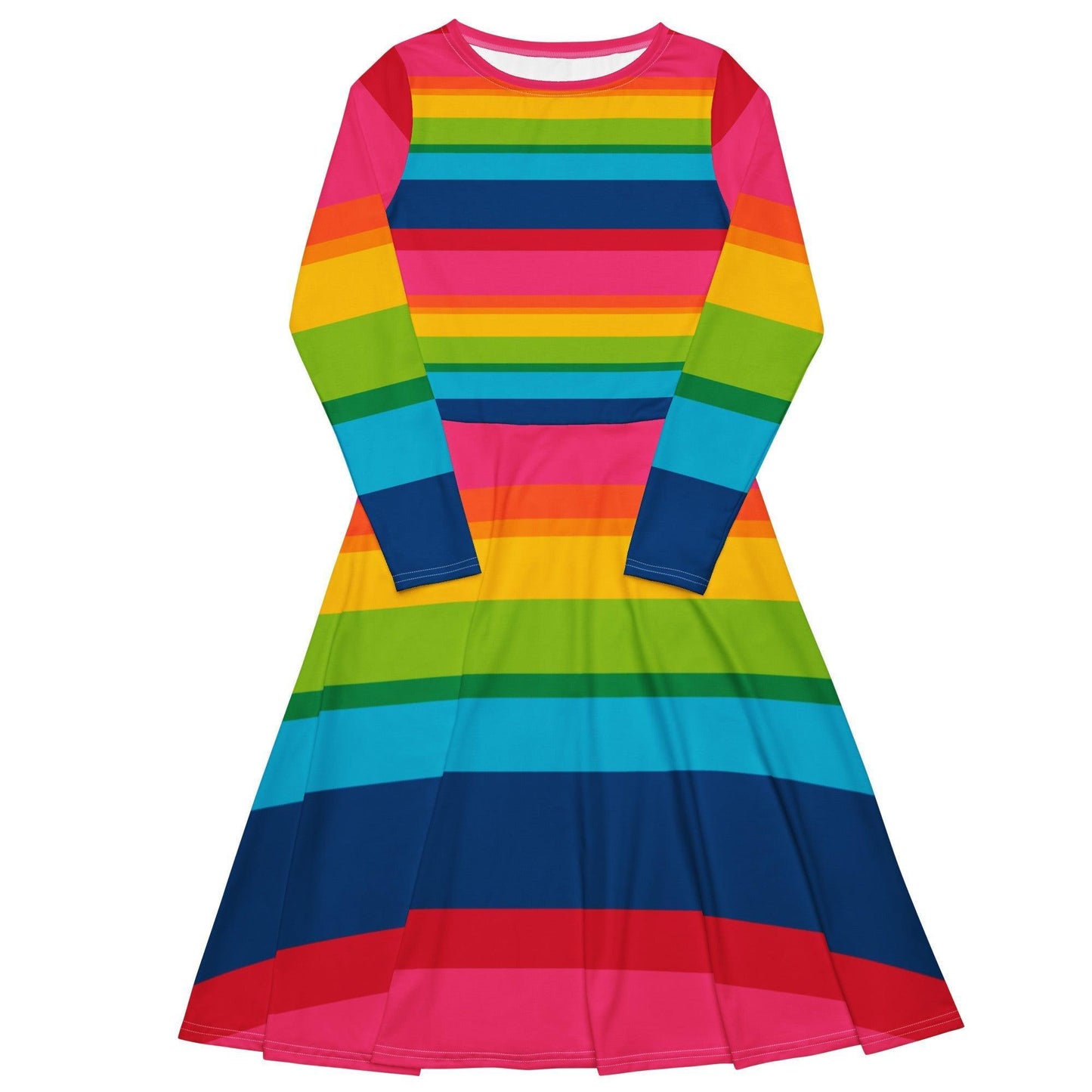 Midi dress - ELLIE rainbow stripe - Rainbow stripe print