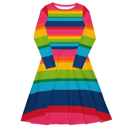 Midi dress - ELLIE rainbow stripe - Rainbow stripe print