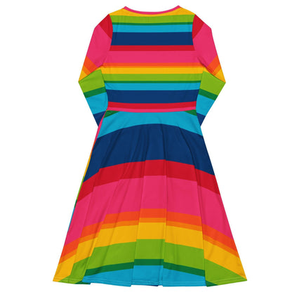 Midi dress - ELLIE rainbow stripe - Rainbow stripe print