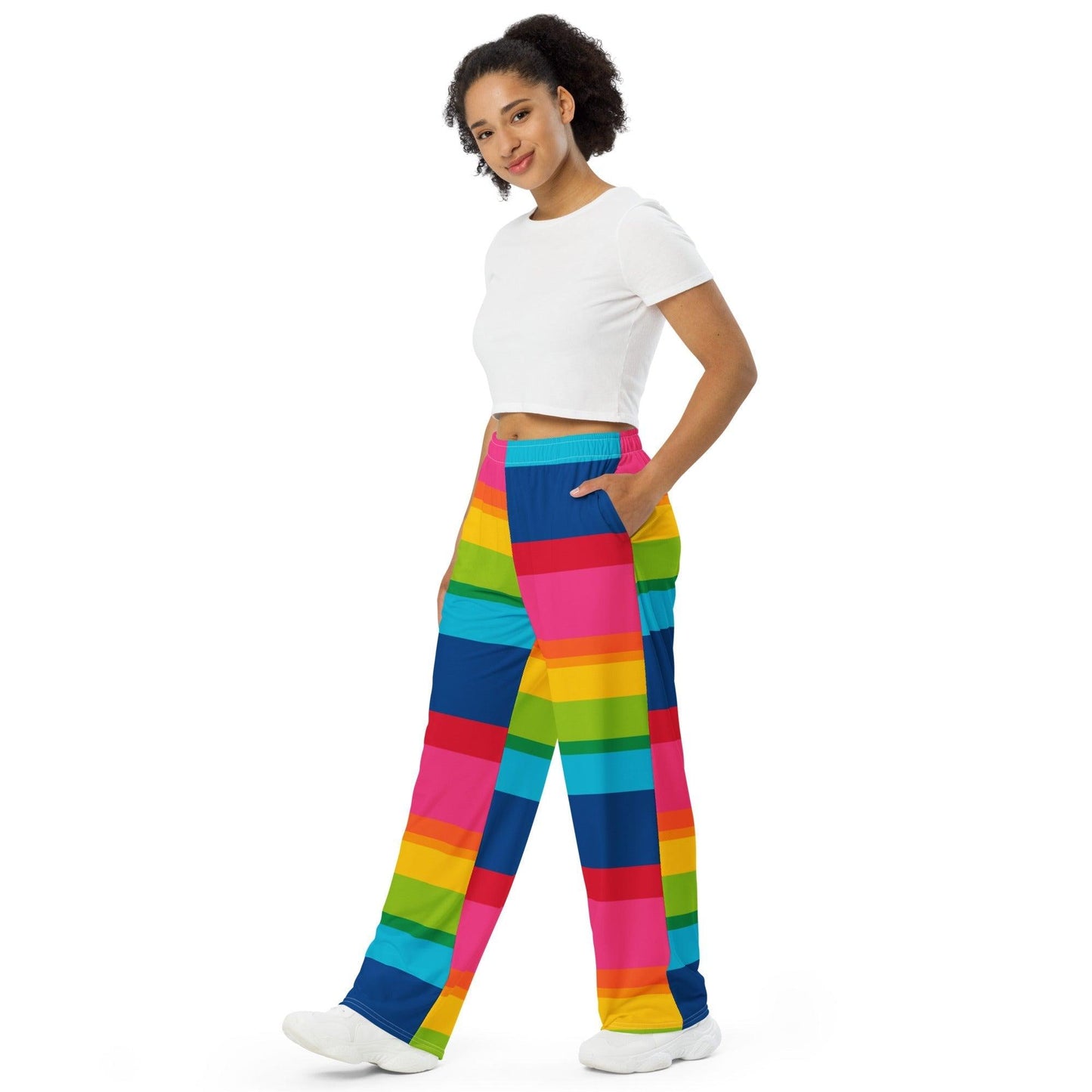 Pants - ELLIE rainbow stripe - Rainbow stripe print