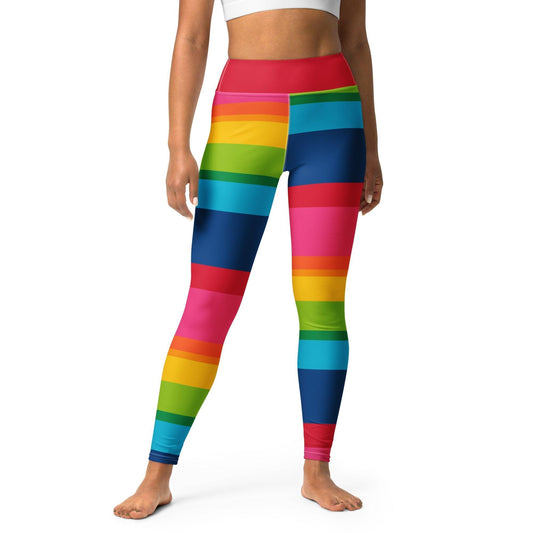 Yoga leggings - ELLIE rainbow stripe - Rainbow stripe print XL