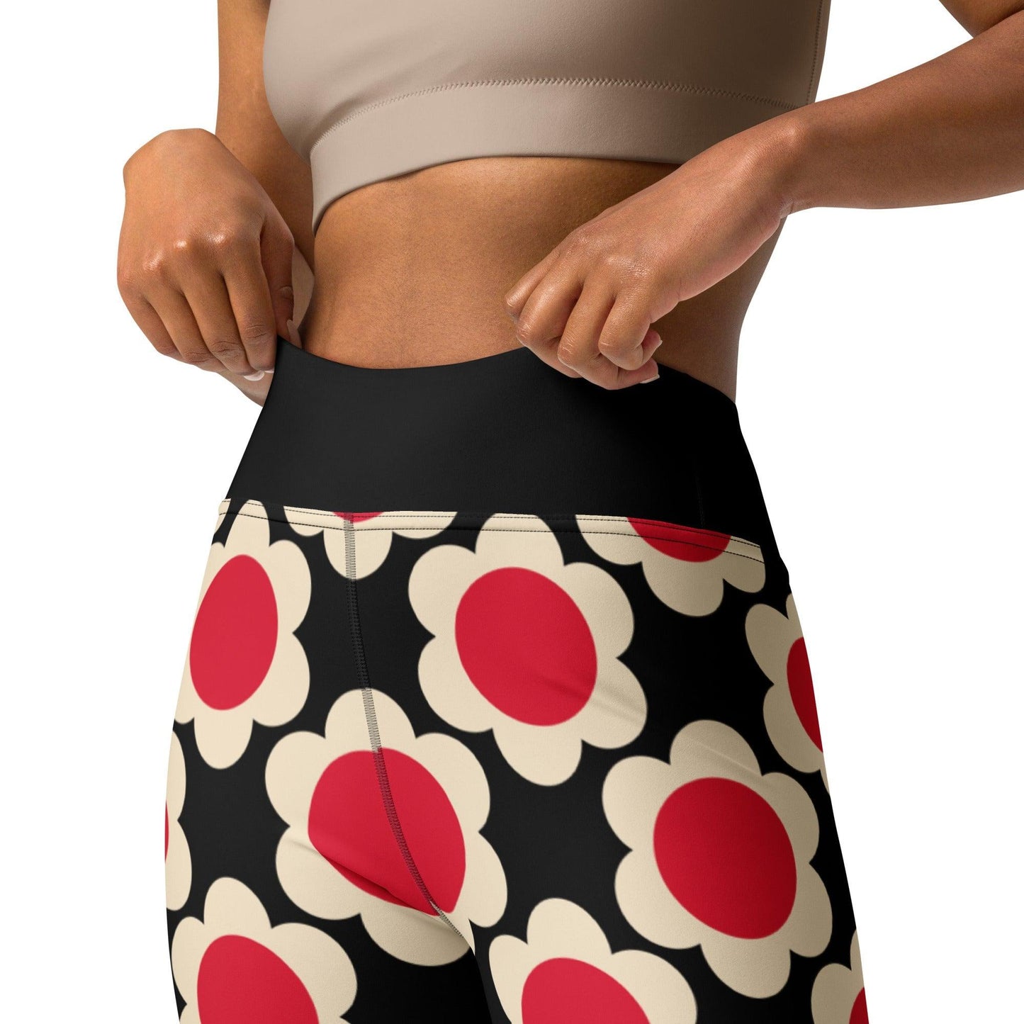 Yoga leggings -2- ELLIE red black - Classic floral print
