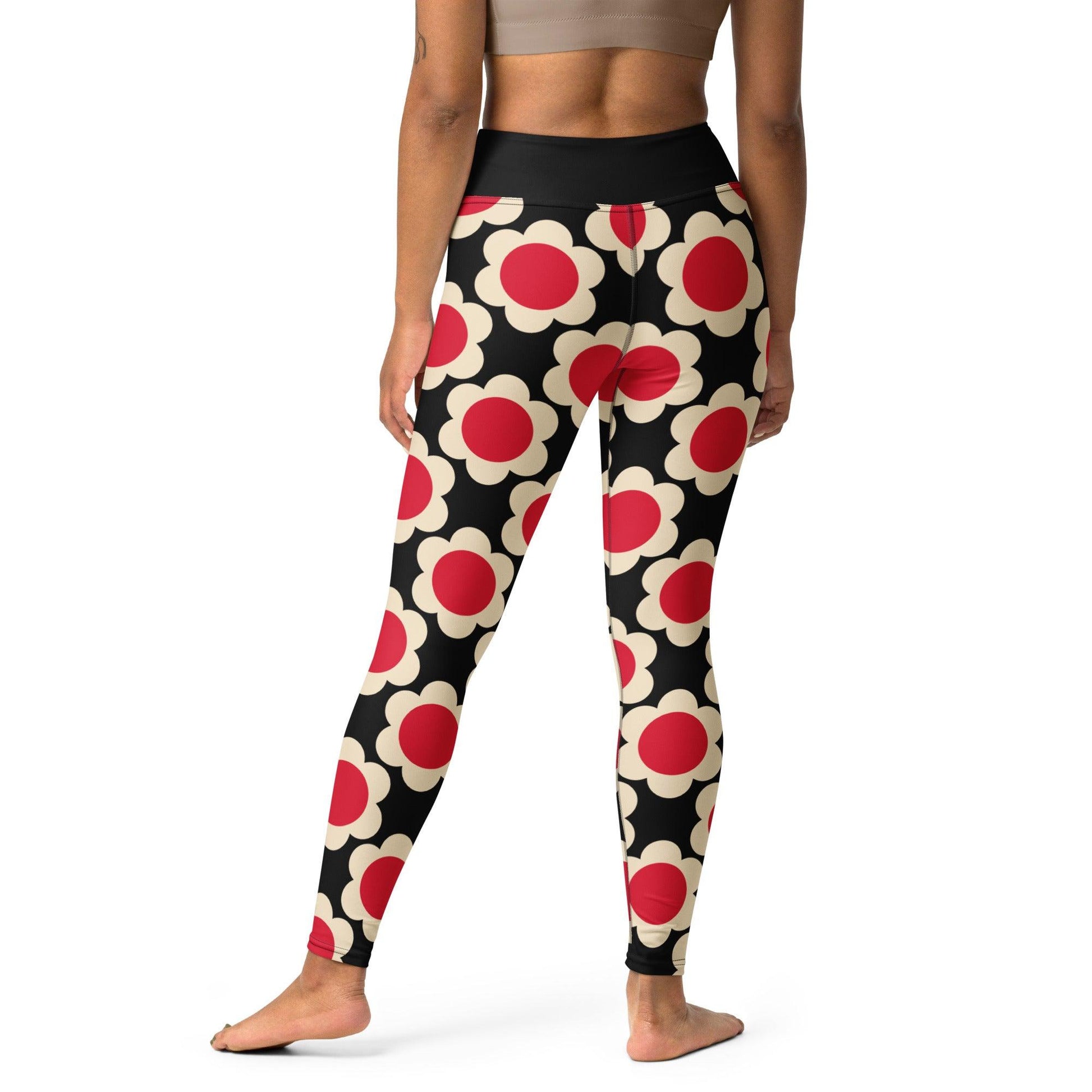 Yoga leggings -2- ELLIE red black - Classic floral print