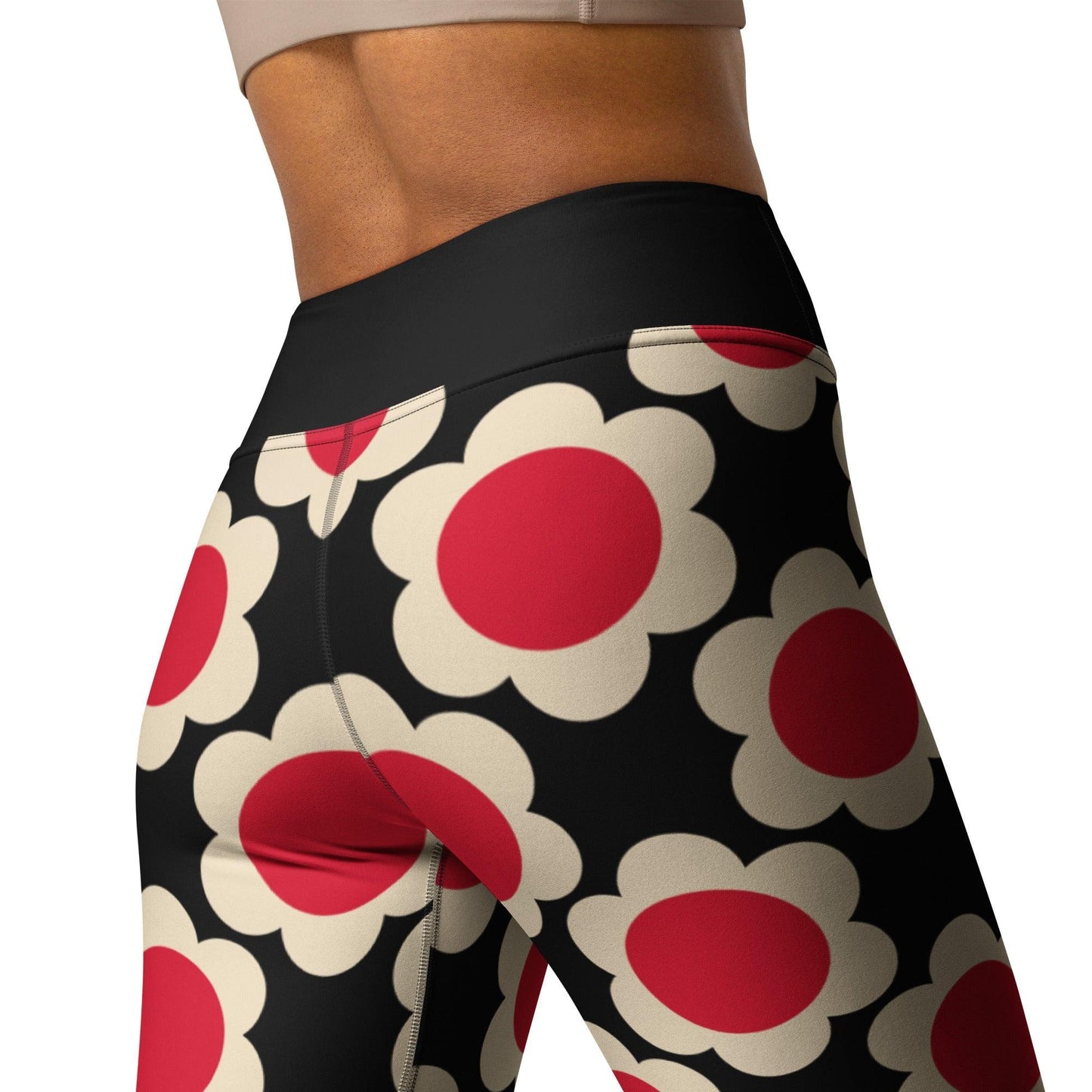 Yoga leggings -2- ELLIE red black - Classic floral print