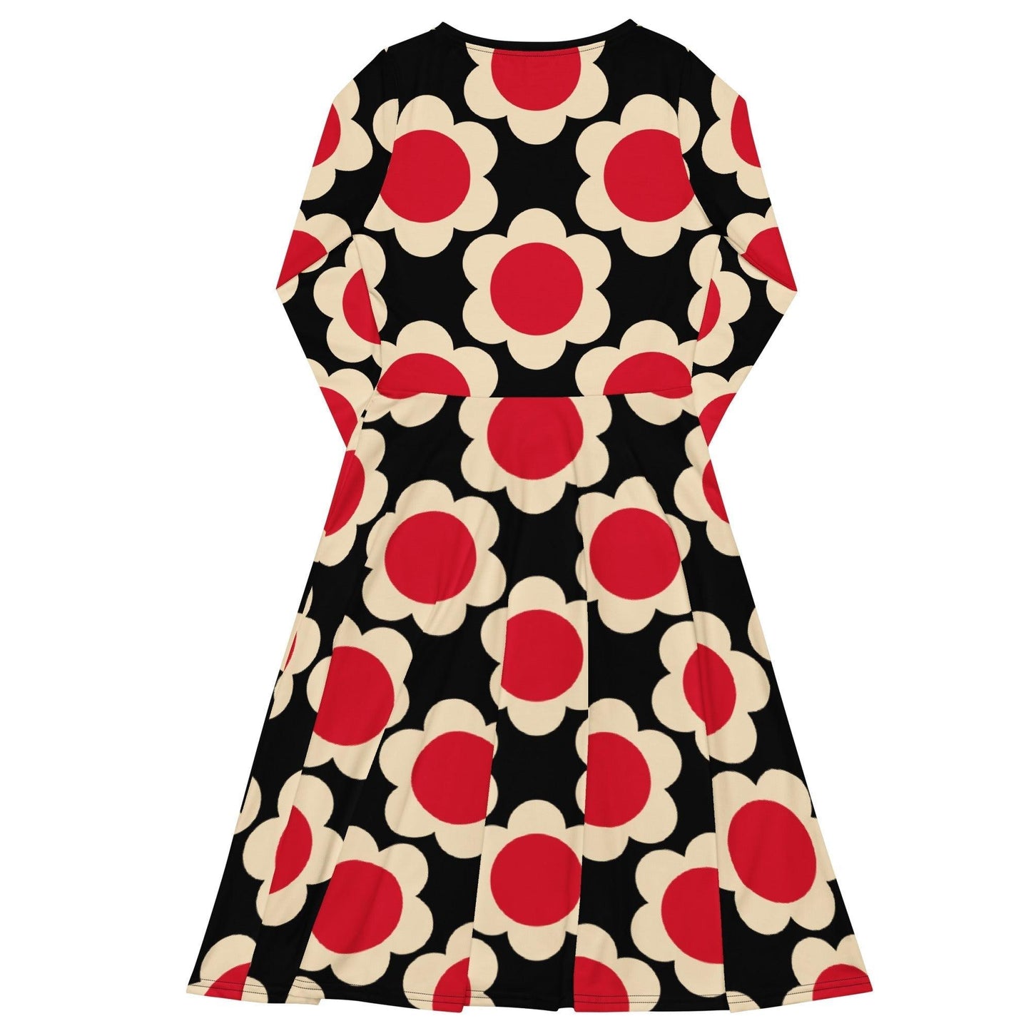 Midi dress - ELLIE red black - Classic floral print
