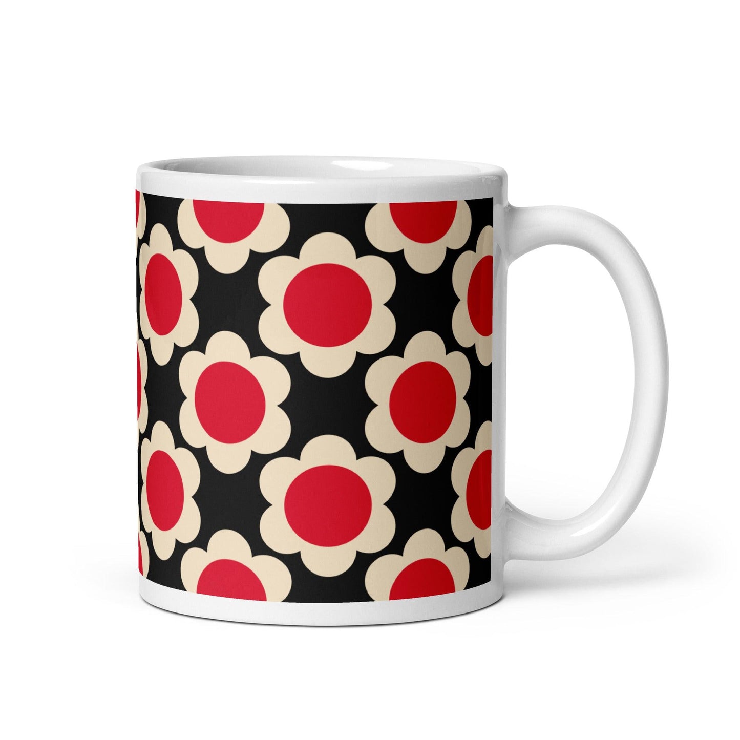 Mug - ELLIE red black - Classic floral print 11 oz