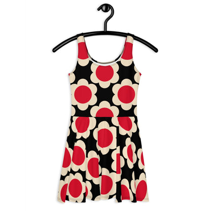 Skater dress - ELLIE red black - Classic floral print 3XL