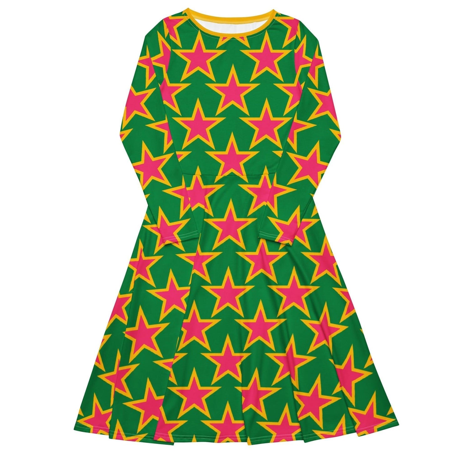 Midi dress - ELLIE STAR green - Classic stars print 6XL
