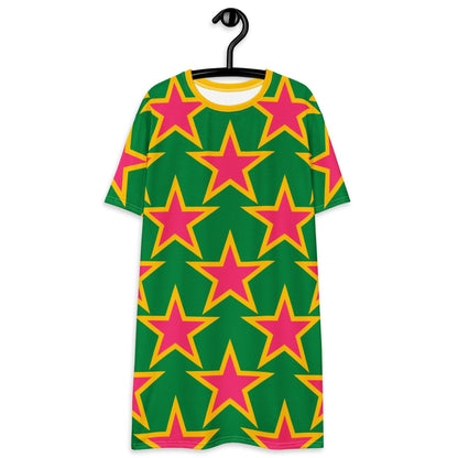 T-shirt dress - ELLIE STAR green - Classic stars print 6XL