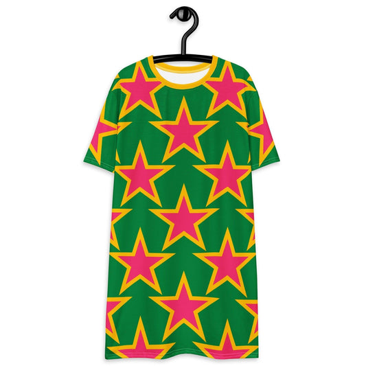 T-shirt dress - ELLIE STAR green - Classic stars print 6XL