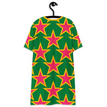 T-shirt dress - ELLIE STAR green - Classic stars print