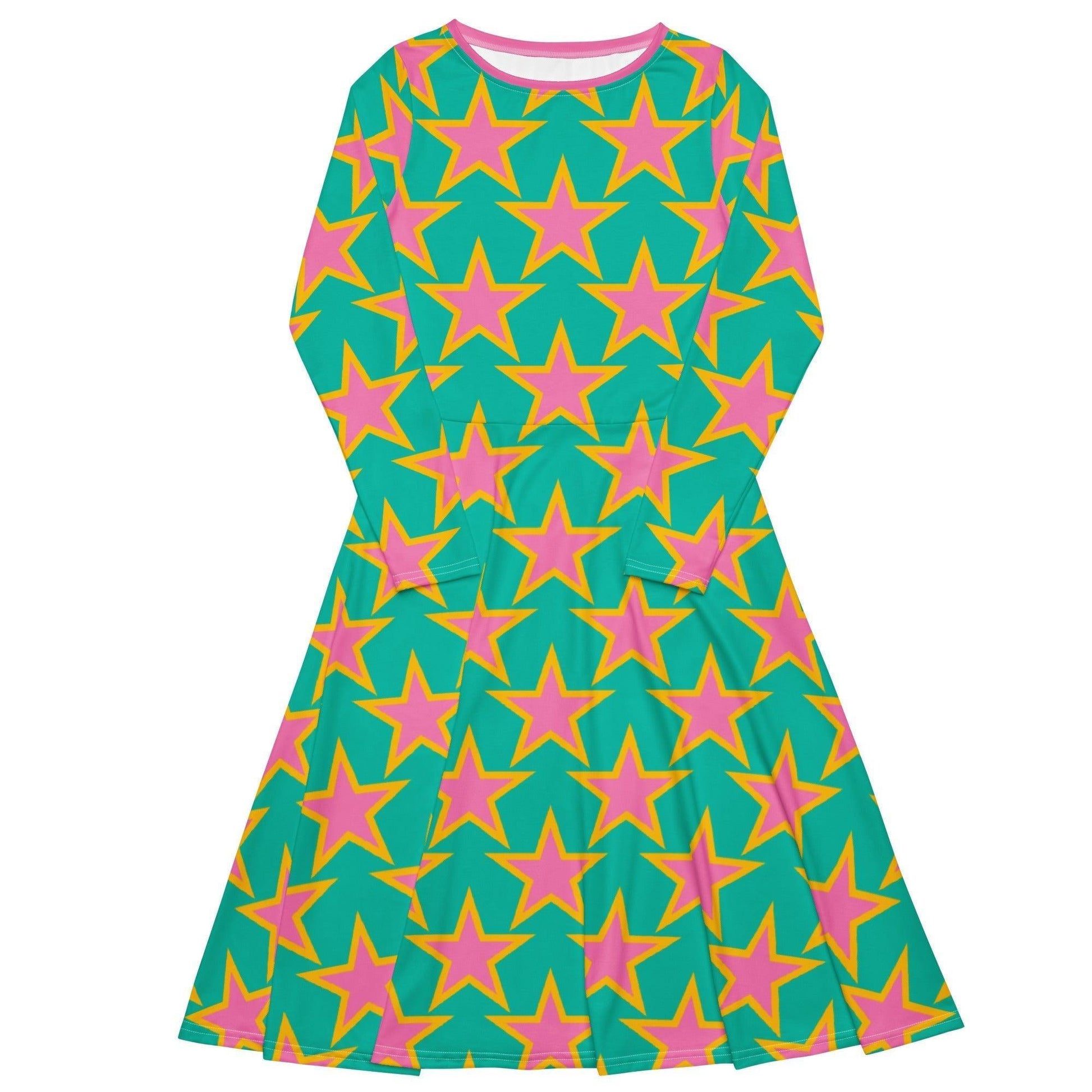 Midi dress - ELLIE STAR mint - Classic stars print 6XL
