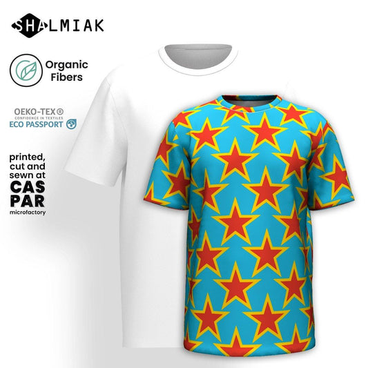 Organic cotton t-shirt - ELLIE STAR turquoise - Classic stars print