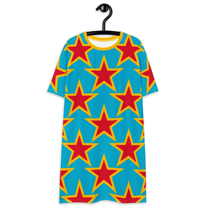 T-shirt dress - ELLIE STAR turquoise - Classic stars print 6XL