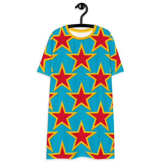 T-shirt dress - ELLIE STAR turquoise - Classic stars print 6XL