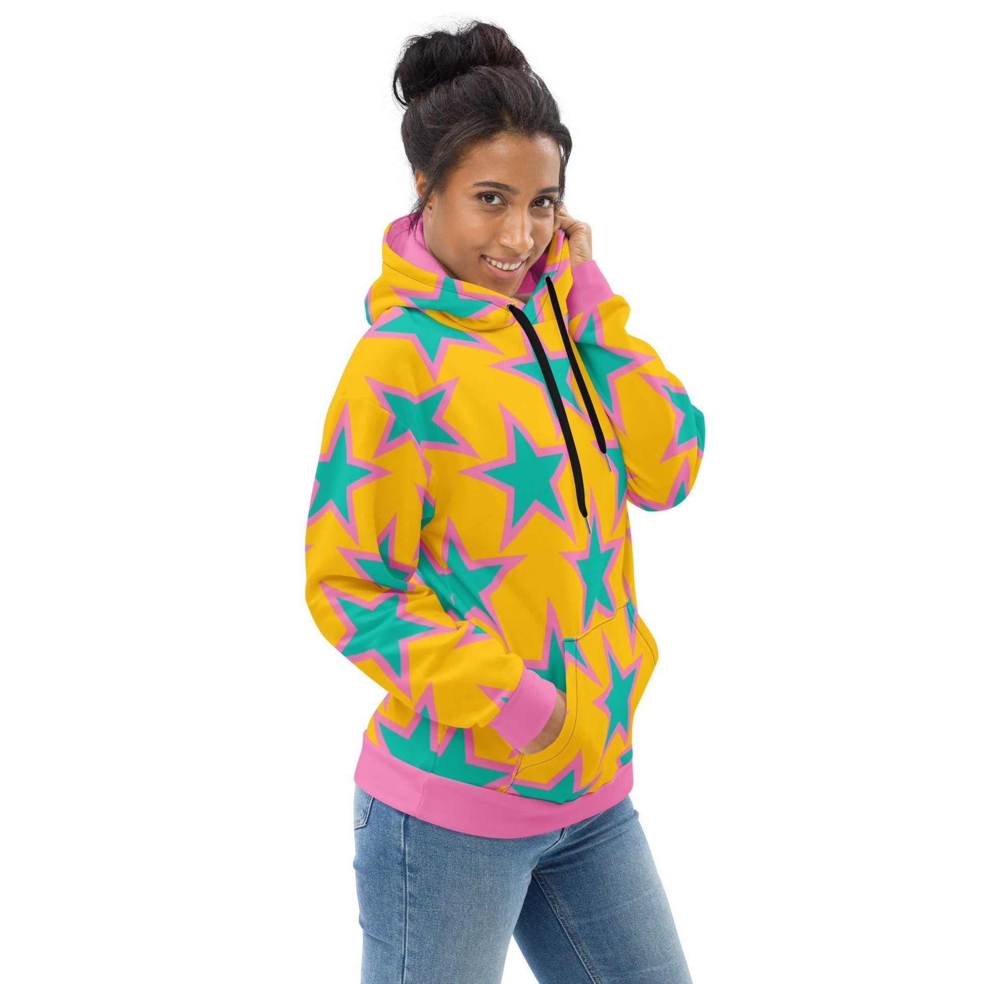 Hoodie - ELLIE STAR yellow - Classic stars print