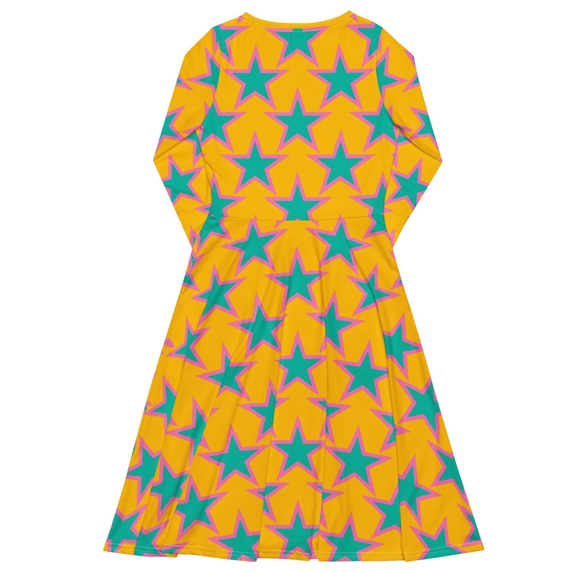 Midi dress - ELLIE STAR yellow - Classic stars print