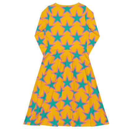 Midi dress - ELLIE STAR yellow - Classic stars print