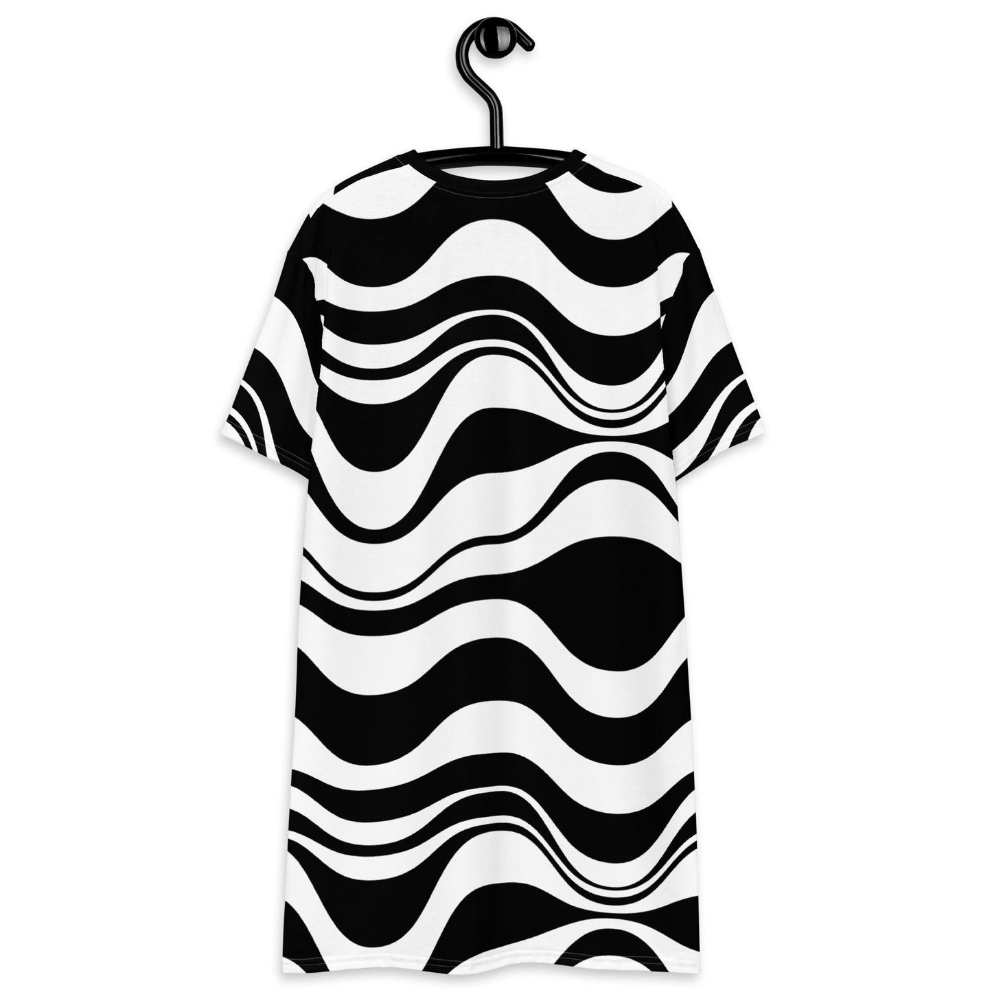 T-shirt dress - ENERGY WAVES black - Wavy stripe print