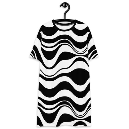 T-shirt dress - ENERGY WAVES black - Wavy stripe print 6XL