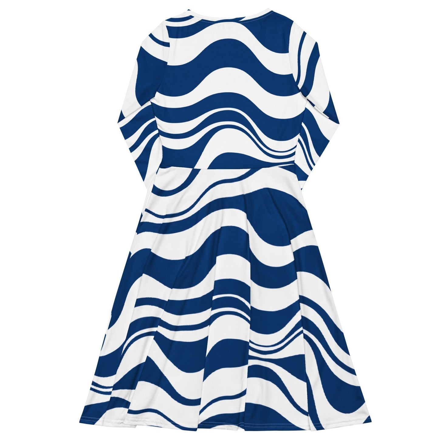 Midi dress - ENERGY WAVES blue - Wavy stripe print