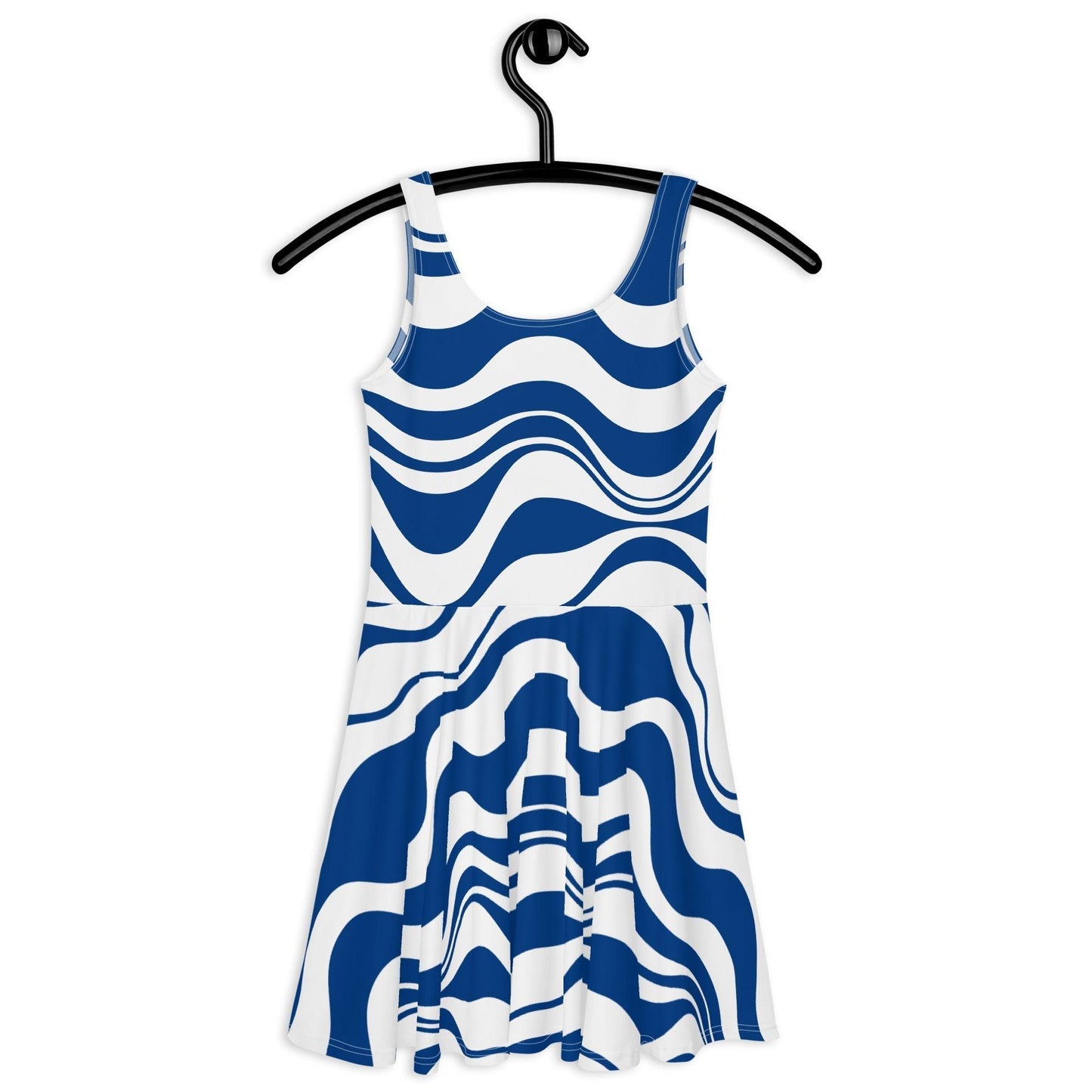 Skater dress - ENERGY WAVES blue - Wavy stripe print