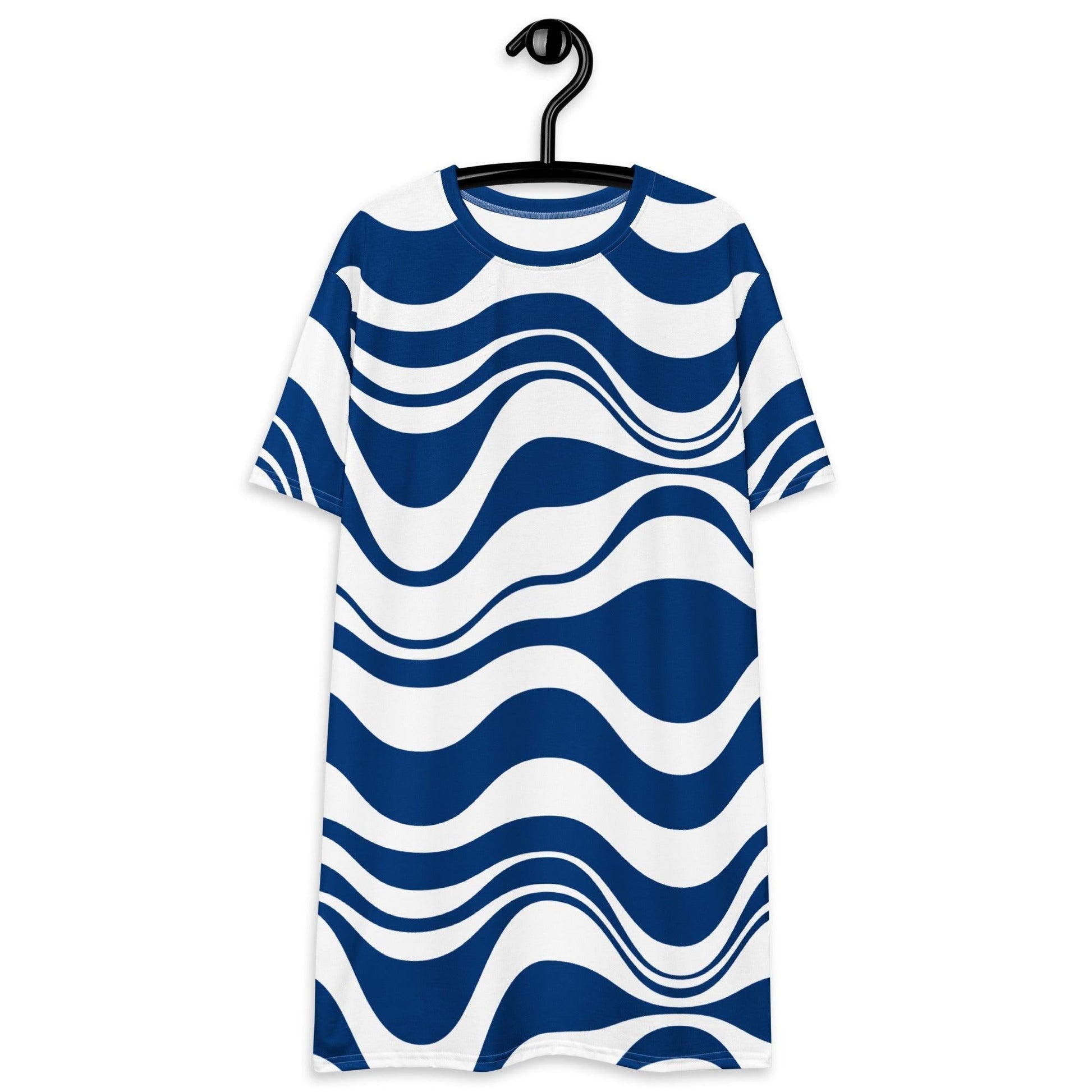 T-shirt dress - ENERGY WAVES blue - Wavy stripe print 6XL