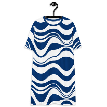 T-shirt dress - ENERGY WAVES blue - Wavy stripe print 6XL