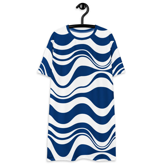 T-shirt dress - ENERGY WAVES blue - Wavy stripe print 6XL