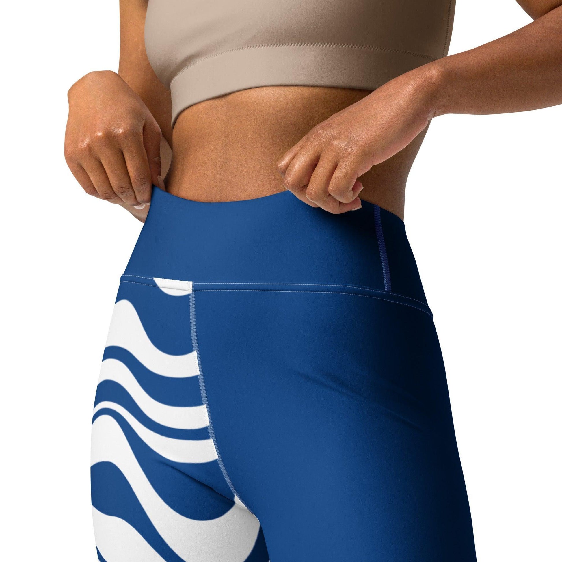 Yoga leggings - ENERGY WAVES blue - Wavy stripe print