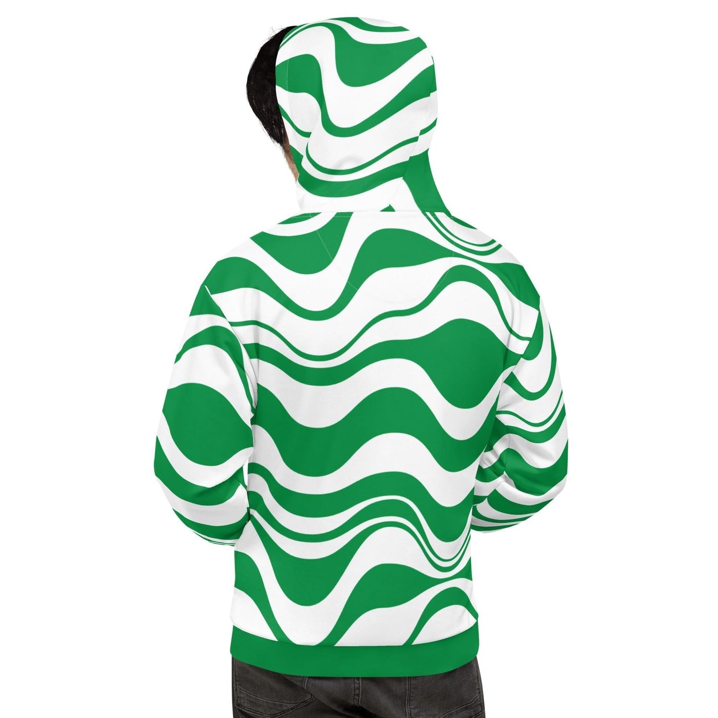 Hoodie - ENERGY WAVES green - Wavy stripe print