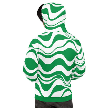 Hoodie - ENERGY WAVES green - Wavy stripe print