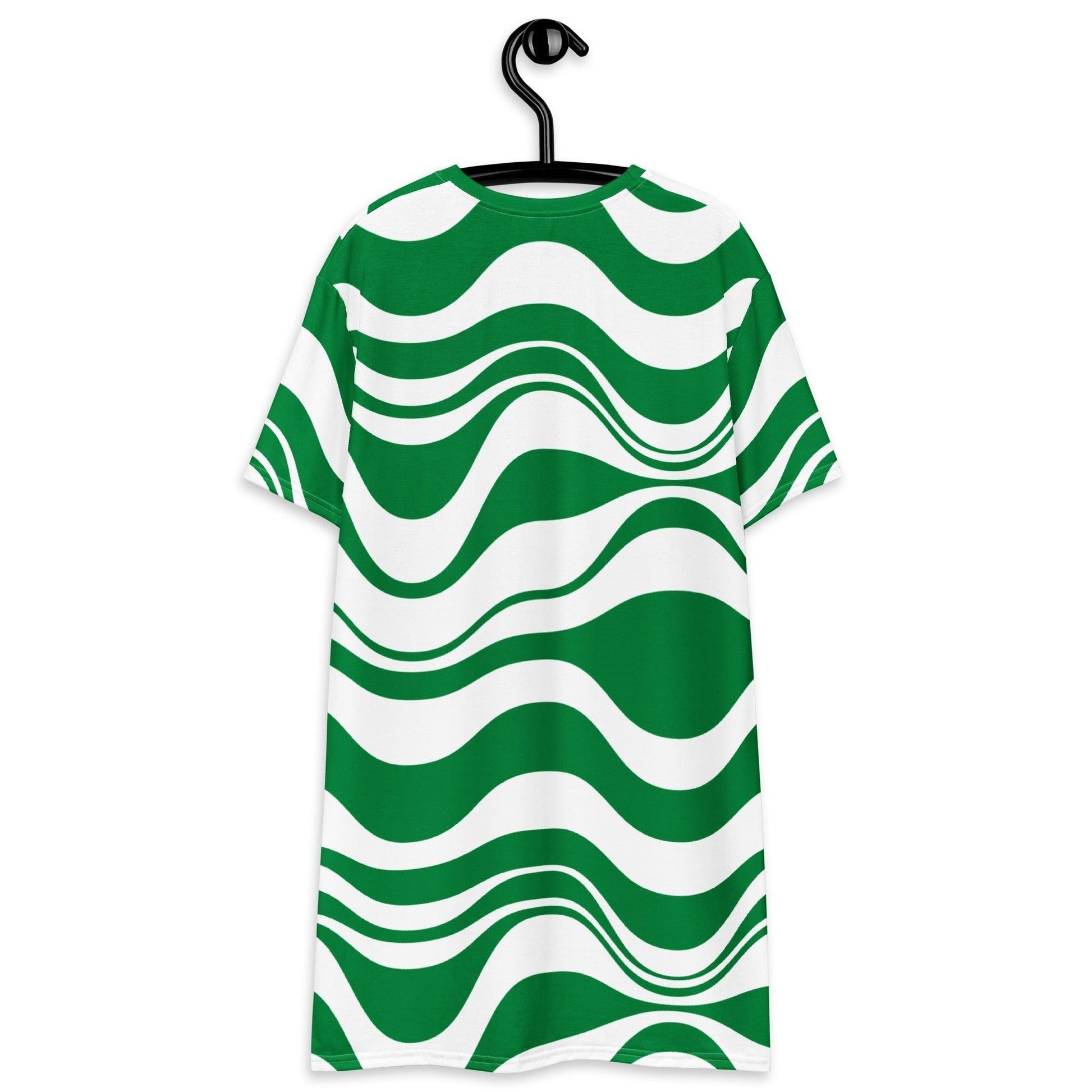 T-shirt dress - ENERGY WAVES green - Wavy stripe print