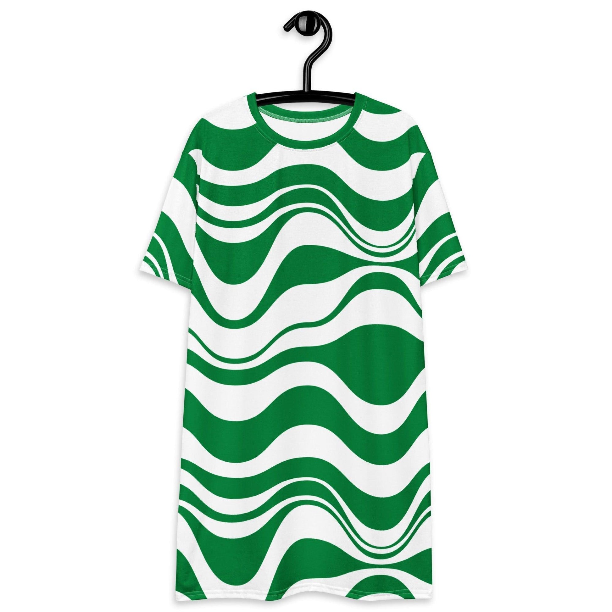 T-shirt dress - ENERGY WAVES green - Wavy stripe print 6XL