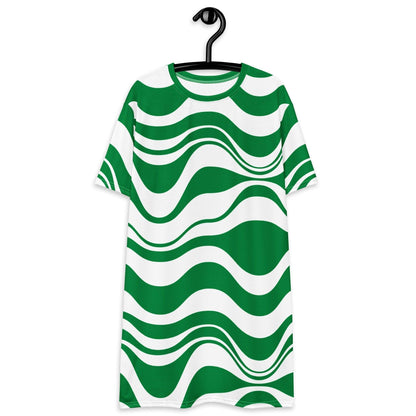 T-shirt dress - ENERGY WAVES green - Wavy stripe print 6XL